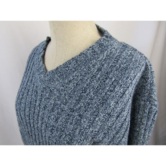 Structure Women's Blue & Gray Long Sleeve V-Neck Ribbed Knit Sweater Size XL - Picture 5 of 8
